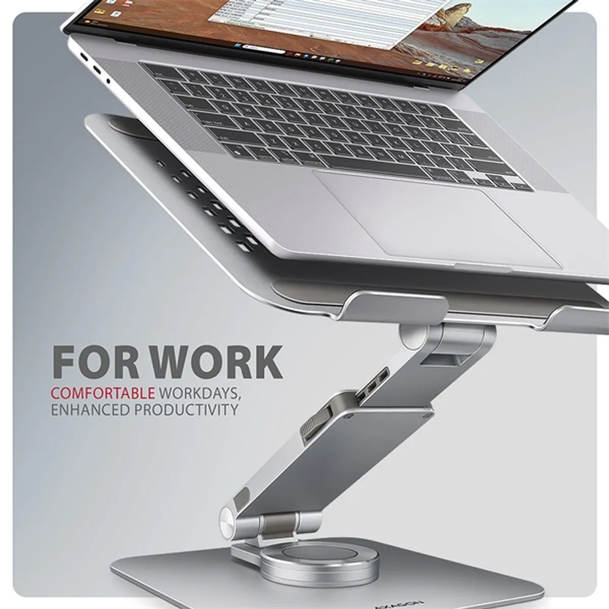 AXAGON STND-LR ALU HQ ezüst 360 fokos forgatás 10"-17,3" laptop állvány #6