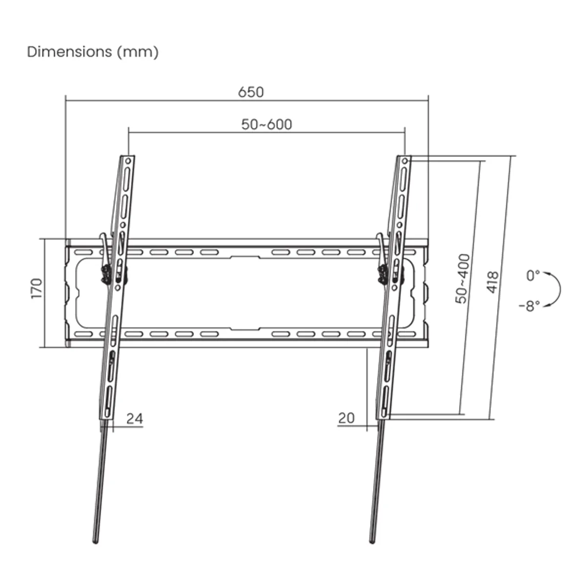SBOX SBOX PLB-3446T-2 PLB-3446T-2 fali konzol 37"-80" 45 Kg VESA 200x200;600x400 billenthető 8° #7