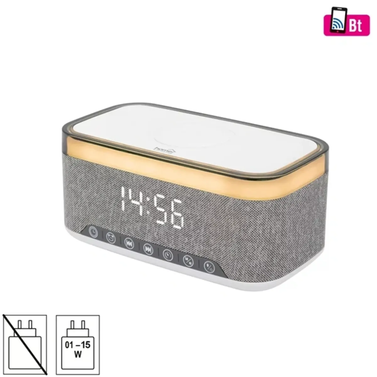 HOME LTCR06 multimédia lejátszó ébresztőórával qi töltés bluetooth TWS 2x5 W FM rádió USB beépített akkumulátor hordozható LED kijelző #1