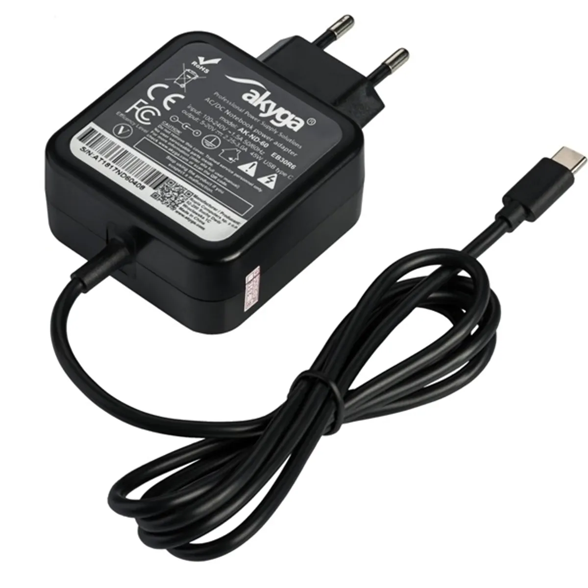 AKYGA AK-ND-60 Notebook töltő USB-C 45W 5-20V 2.25-3A 1.2m QC3.0 #1