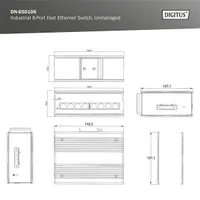 DIGITUS DN-650106 Ipari 8-portos Fast Ethernet Switch Fém Fekete-kék DIN-sínre és falra szerelhető #8
