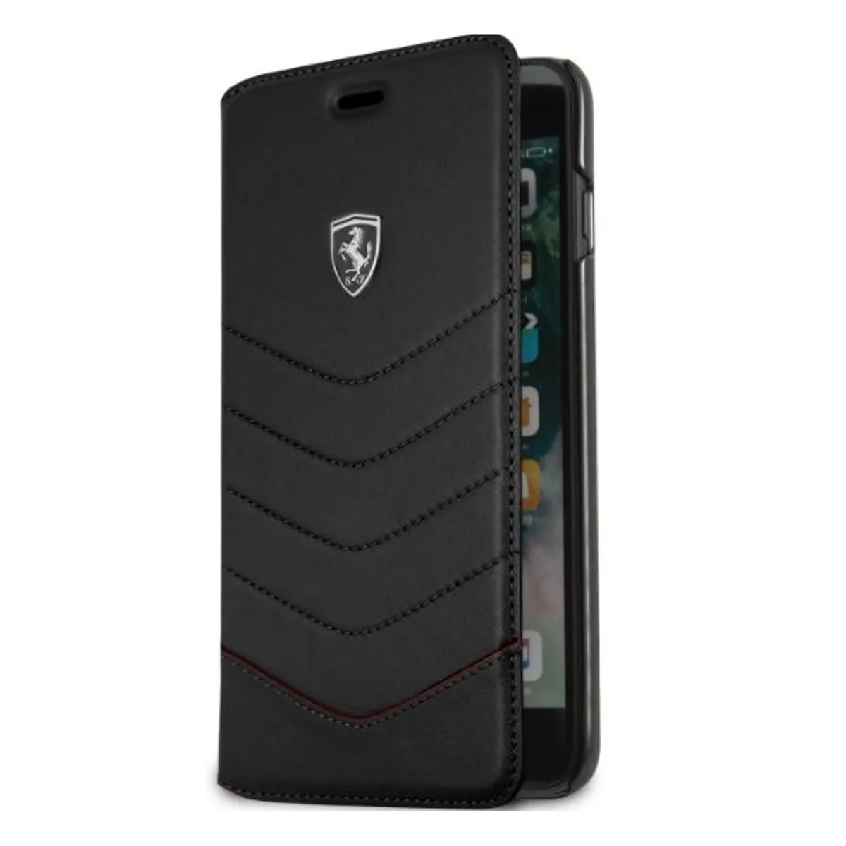 Ferrari FEHQUFLBKP7LBK Heritage flip tok bőr fekete iPhone 7 Plus Apple 5,5" #1