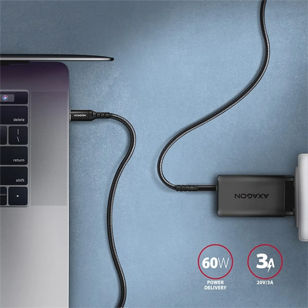 Axagon BUCM2-CM30AB CHARGE USB-C adat- és töltőkábel 3m fekete #4
