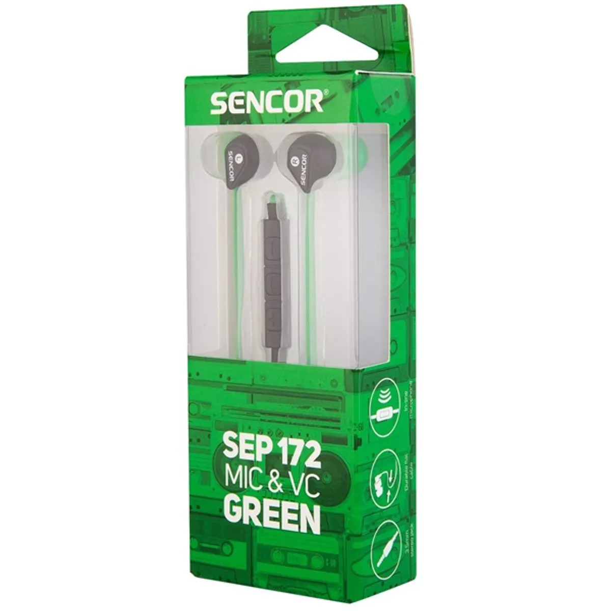 Sencor 35052270 SEP 172 zöld 2.0 mikrofonos fülhallgató 3,5 mm jack 1,2 m frekvencia 20 Hz-20 kHz impedancia 16 ohm érzékenység 96 dB #2