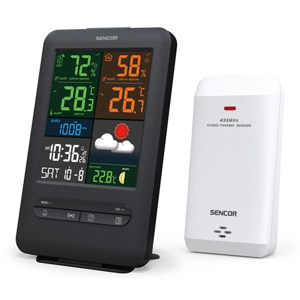 SENCOR 35053972 SWS 7300 időjárás állomás vezeték nélküli digitális kijelző 8 érzékelő csatlakoztatható #1