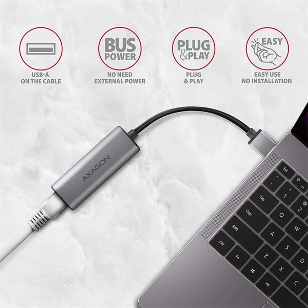 AXAGON ADE-25R 2,5Gbps USB-A RJ-45 külső hálózati adapter alumínium ház 15 cm #3