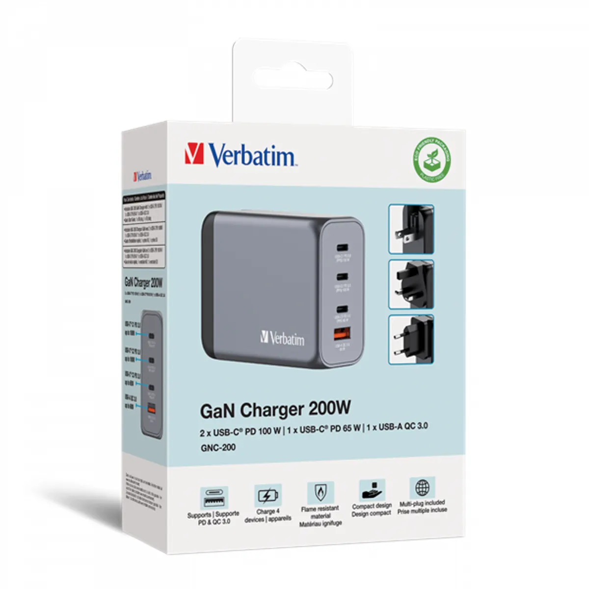 Verbatim 32204 GaN töltő 200 W 4 port USB A USB Type-C univerzális #7