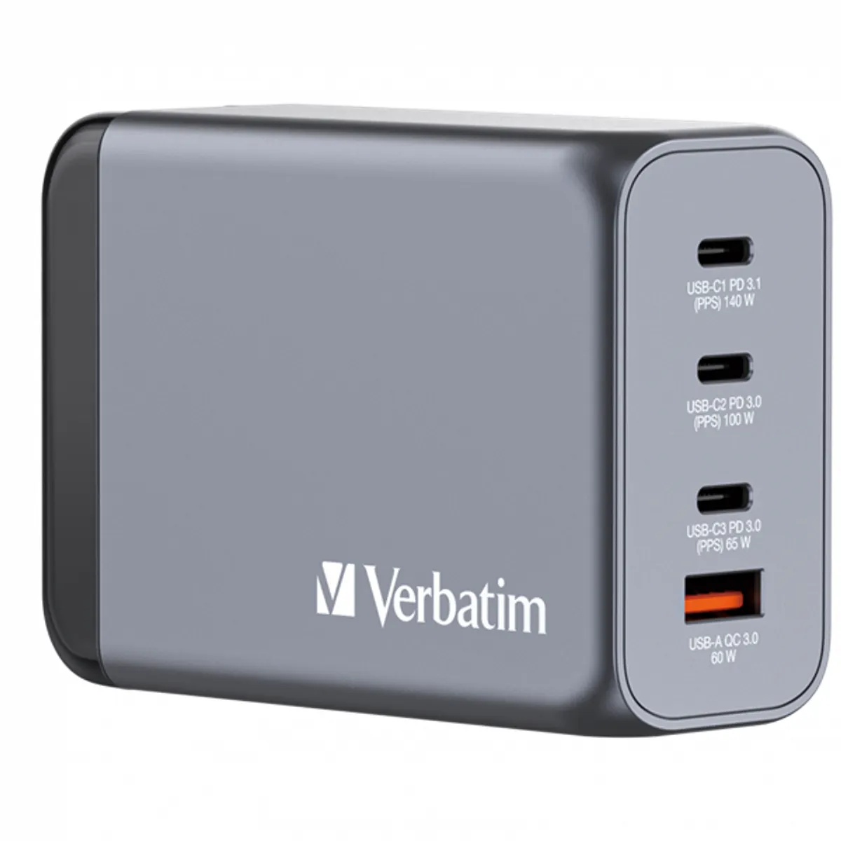 Verbatim 32205 GNC-240 GaN töltő 4-port USB-C PD USB-A QC 3.0 100-240V fekete #5