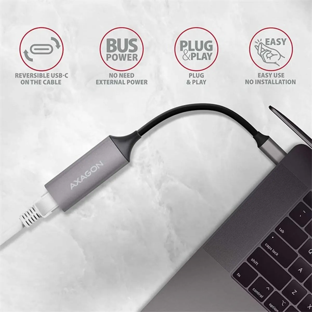 Axagon ADE-TRC USB-C 3.2 Gen1 Gigabit Ethernet adapter 15 cm kábel RJ45 USB 3.2 C #3