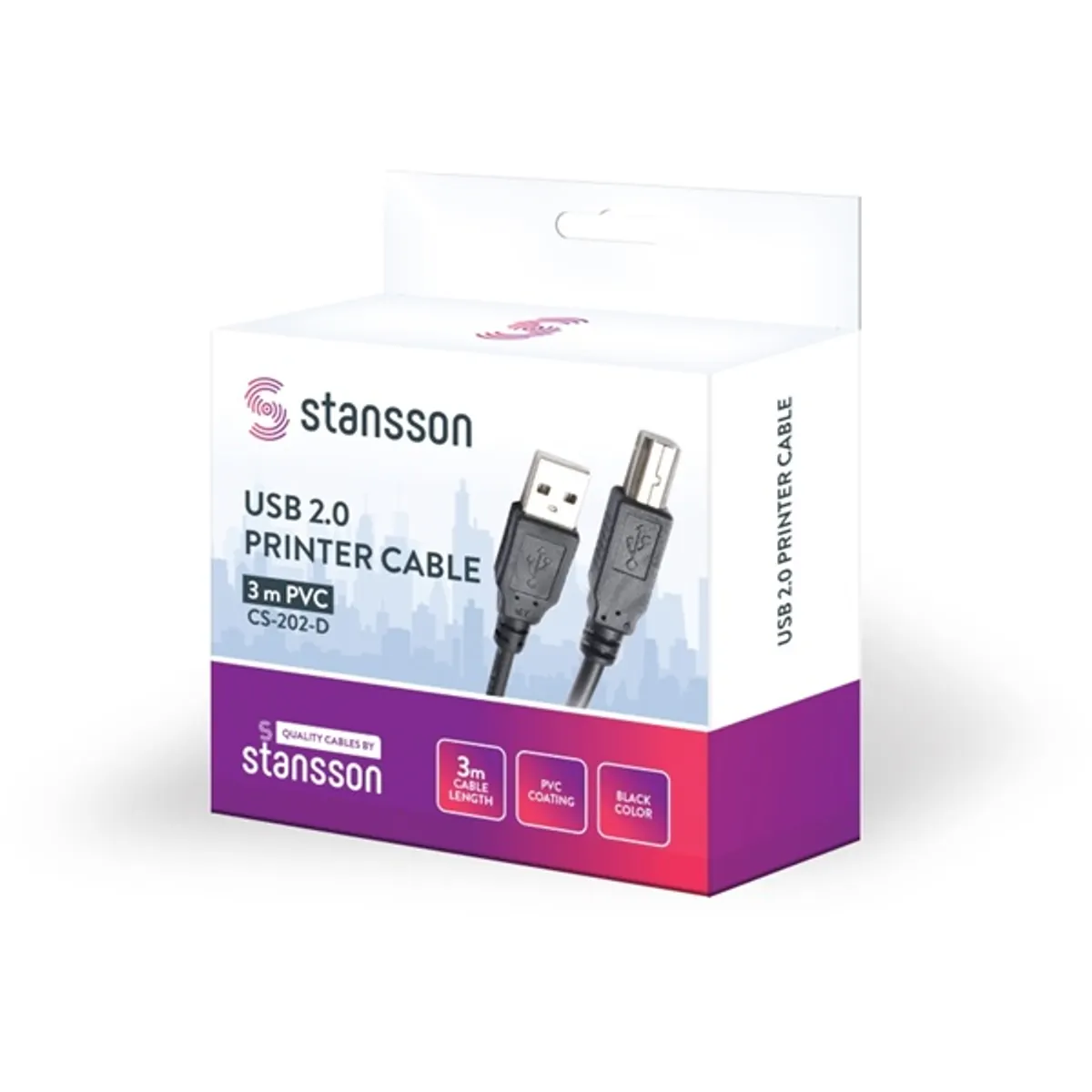 Stansson CS-202-D Nyomtató kábel 300 cm usb-a usb-b 2.0 #1