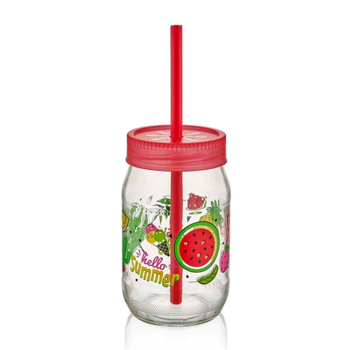 LUXPLASTIC C-00162 Spring üvegpohár 380 ml szívószállal #1
