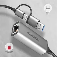 Axagon ADE-TXCA Type-A és Type-C USB 3.2 Gigabit Ethernet adapter 15 cm ezüst RJ45 USB 3.2 A USB 3.2 C #6