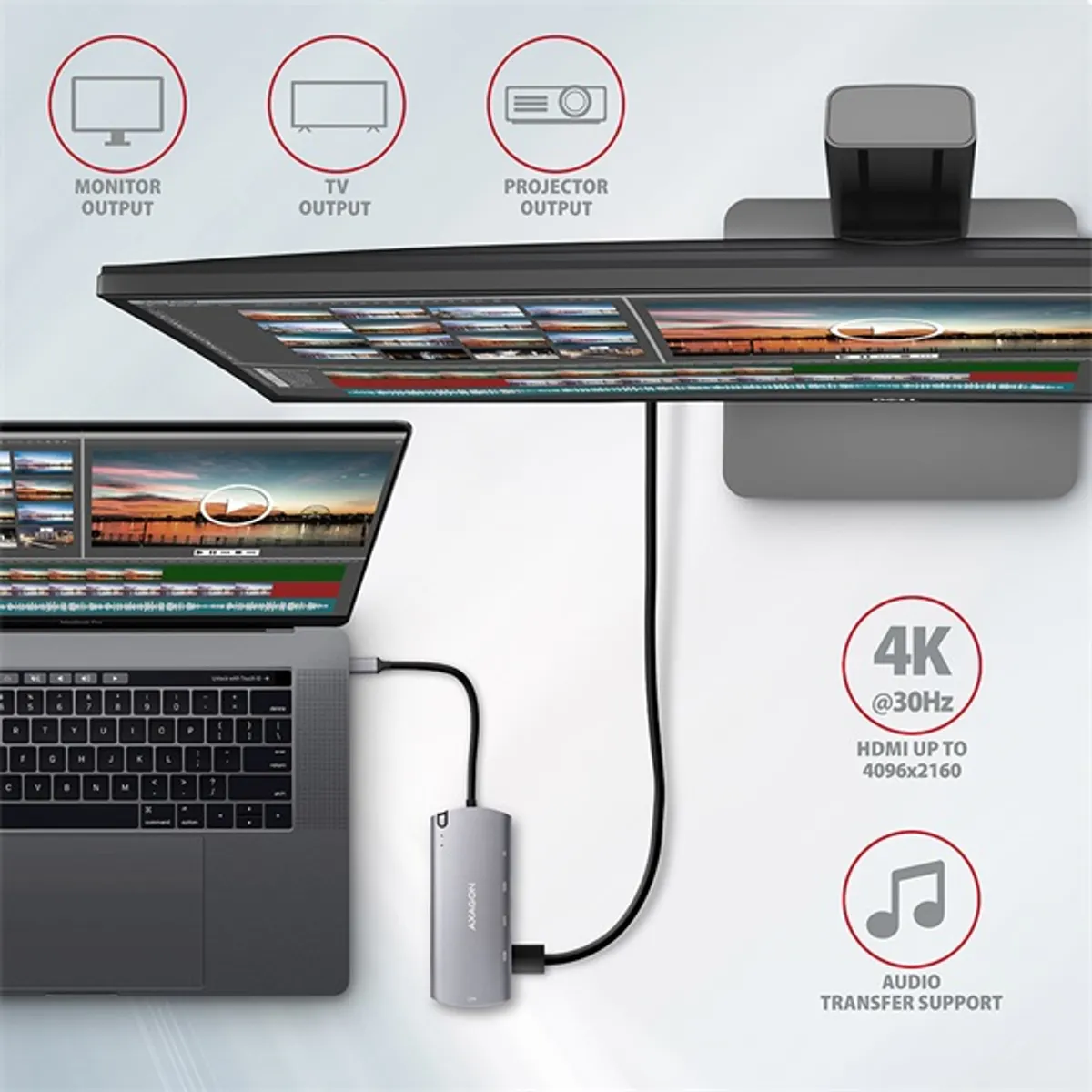 AXAGON HMC-6M2 6in1 dokkoló M.2 SATA USB-C PD60W HDMI 4K RJ45 #5