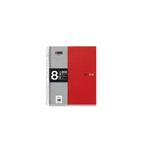 Miquelrius A15246427 A5 kockás spirálfüzet piros regiszteres PP-fedél 8x25lapos