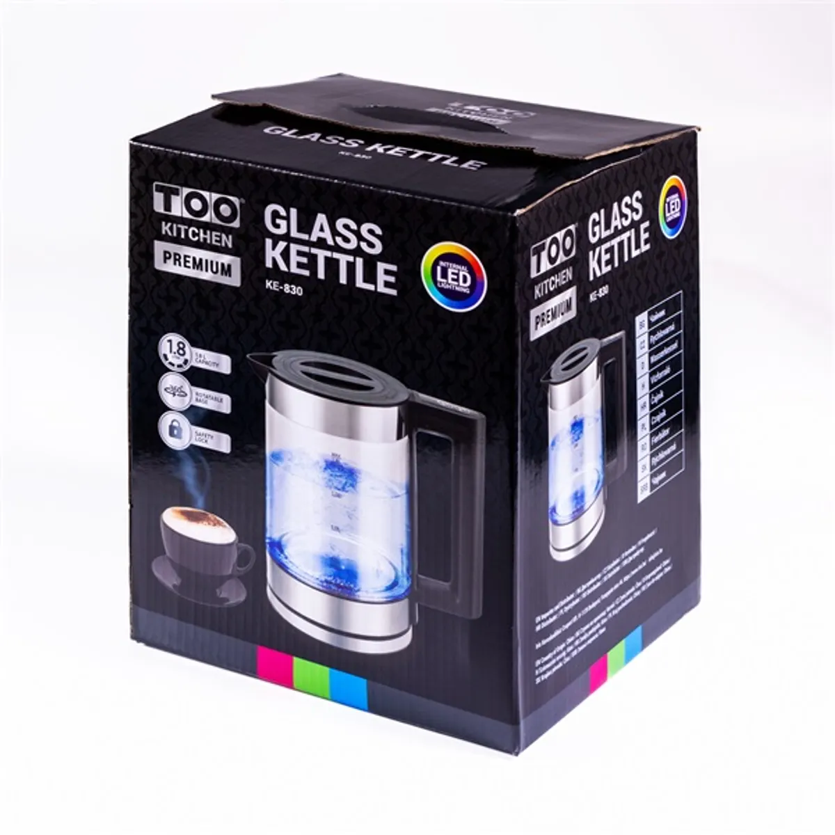 TOO KE-830 1,8 L led belső megvilágítású üveg vízforraló #2