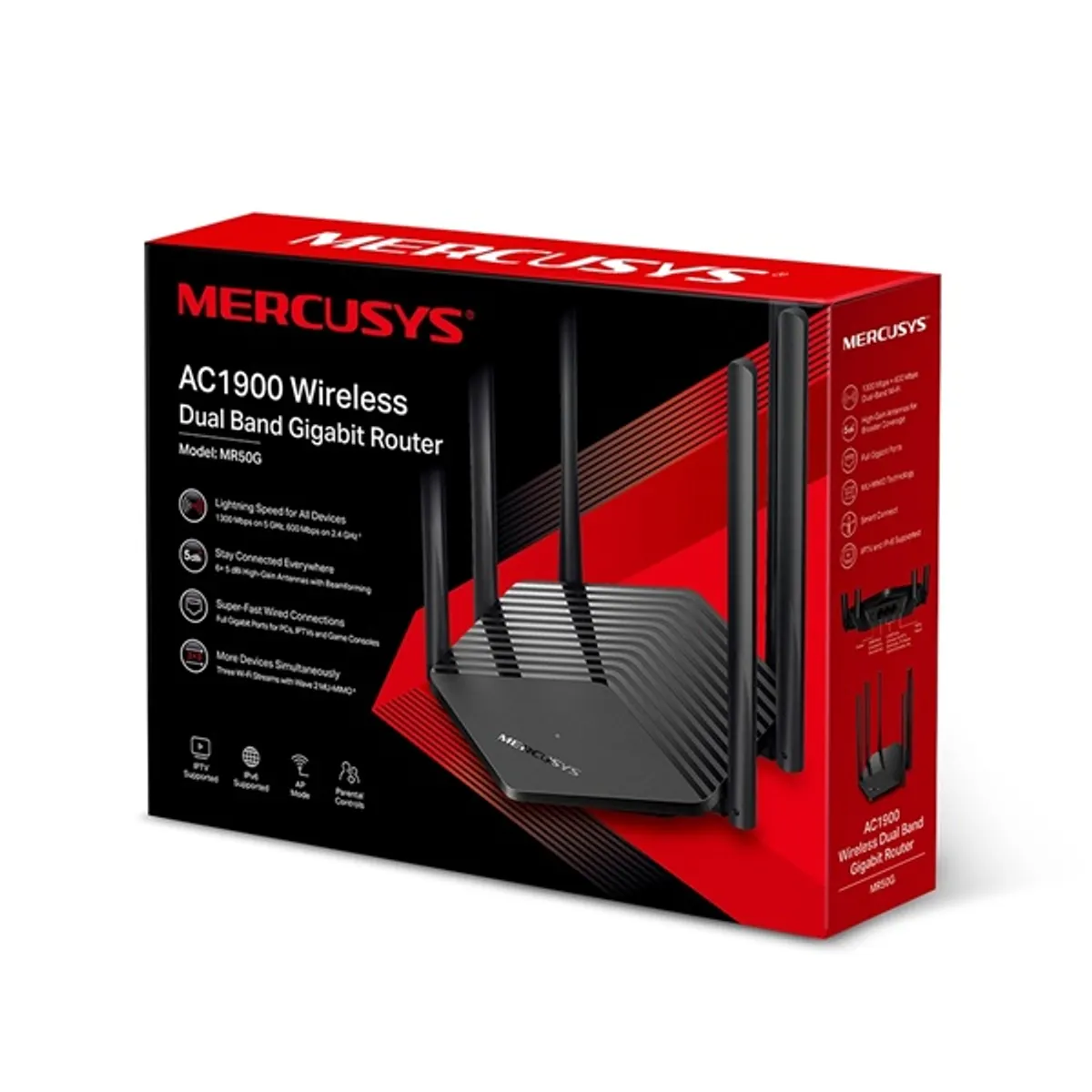 MERCUSYS MR50G AC1900 Vezeték nélküli Kétsávos Gigabit Router 2x Gigabit LAN 1x Gigabit WAN MU-MIMO Beamforming IPv6 WPA2 #3