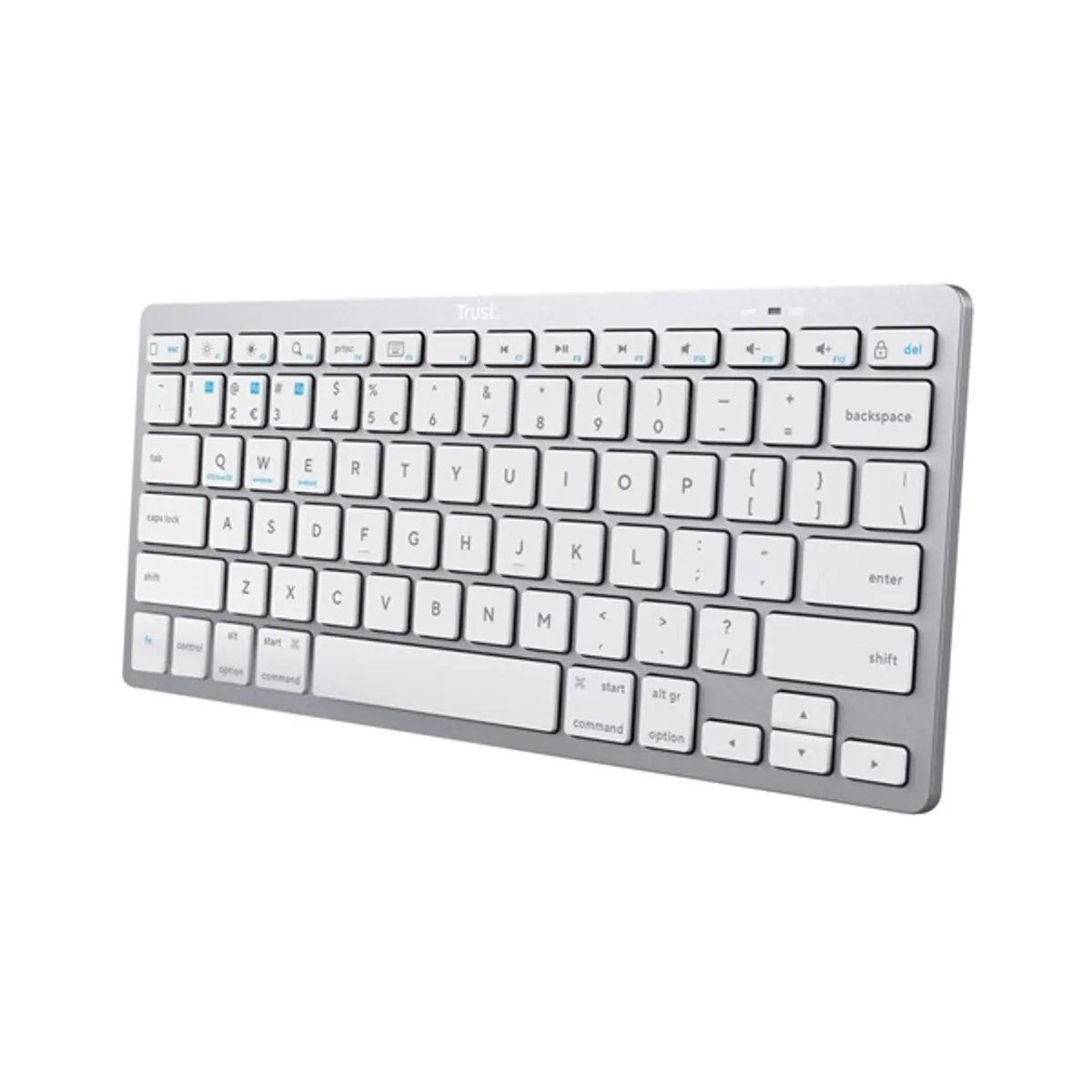 Trust 24651 Basics bluetooth billentyűzet fehér US 2xAAA ultravékony bekapcsoló 12 multimédiás gomb #2