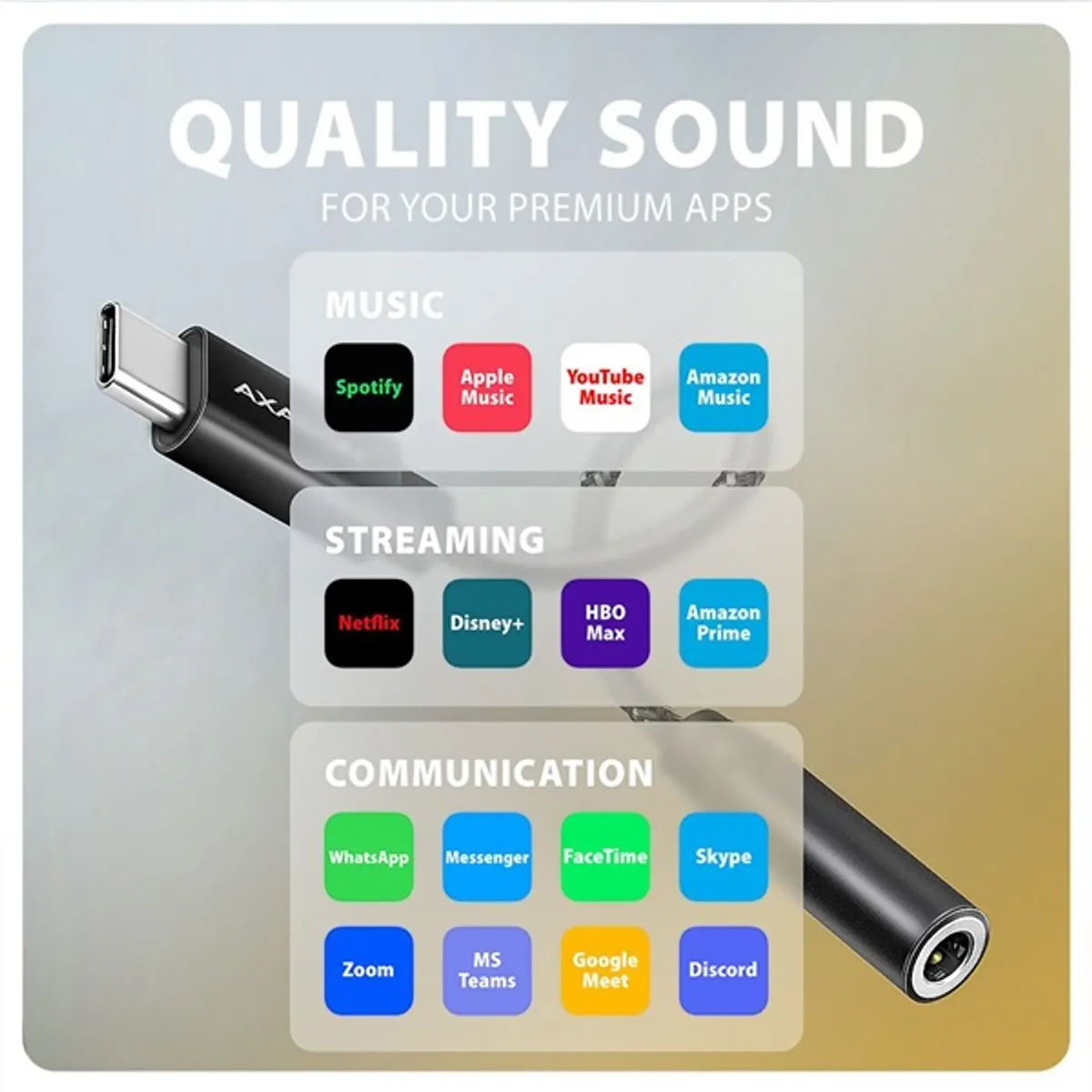 AXAGON ADA-HC USB-C Hi-Res DAC audió adapter Fekete 3,5 mm jack #8