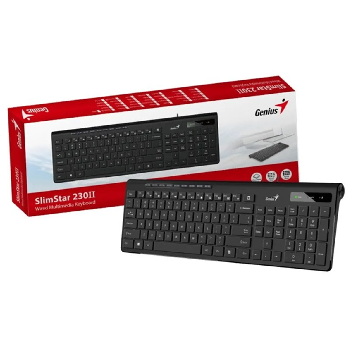 Genius 31310048404 SlimStar 230 II normál USB fekete magyar kiosztás ergonómikus numerikus billentyűzet 1,5 m #3