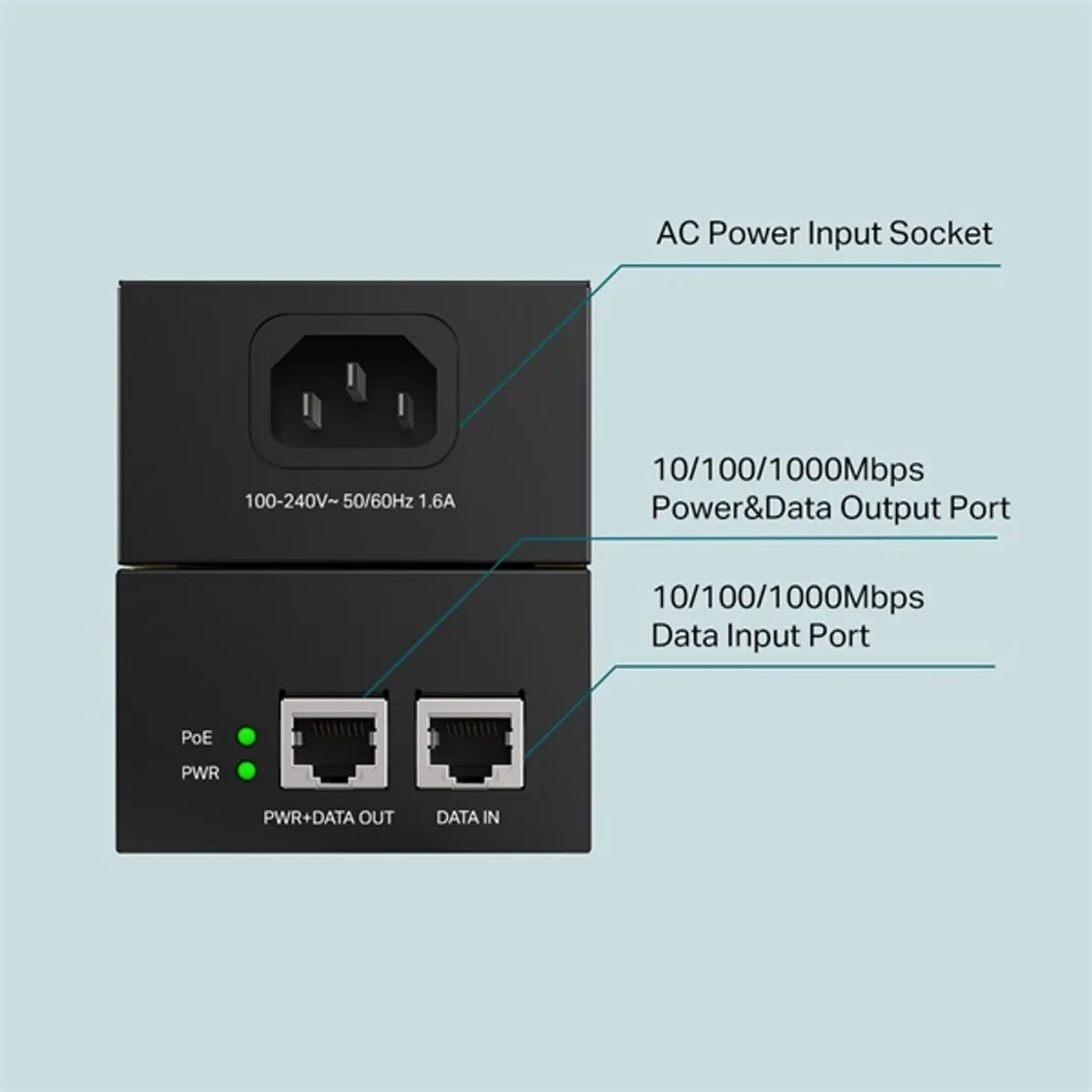 TP-LINK TL-POE170S PoE injektor 60 W 802.3bt at af Gigabit AC bemenet 100-240 V fém ház #3