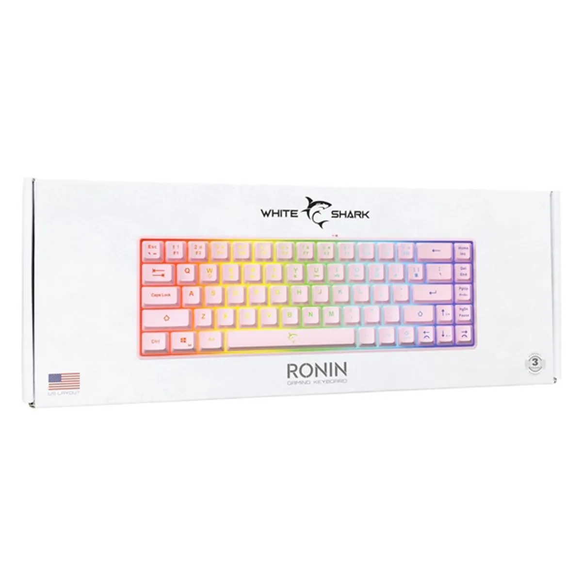 White Shark WS GK-2201P-US Ronin rózsaszín 68-billentyűs membrán USB 2.0 RGB hátvilágítás 1,5 m US kiosztás #7