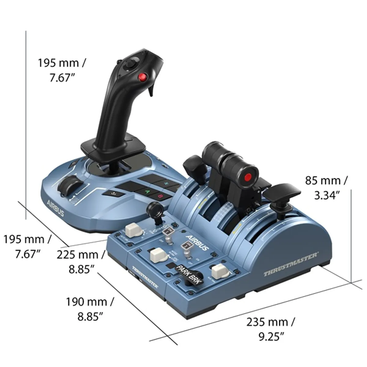 Thrustmaster 4460217 TCA Captain Pack X Airbus Edition Kék, Fekete 21 gombos Vezetékes PC Xbox One Xbox Series oldalsó botkormány és quadrant #6