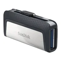 SanDisk 00173339 Dual Drive 128 GB USB 3.0 Type-C és Type-A visszahúzható ezüst fém-műanyag