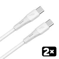 AVAX AVAX_CB4303 2x 60W USB-C gyorstöltő szilikon kábel, 1.5 m, fehér
