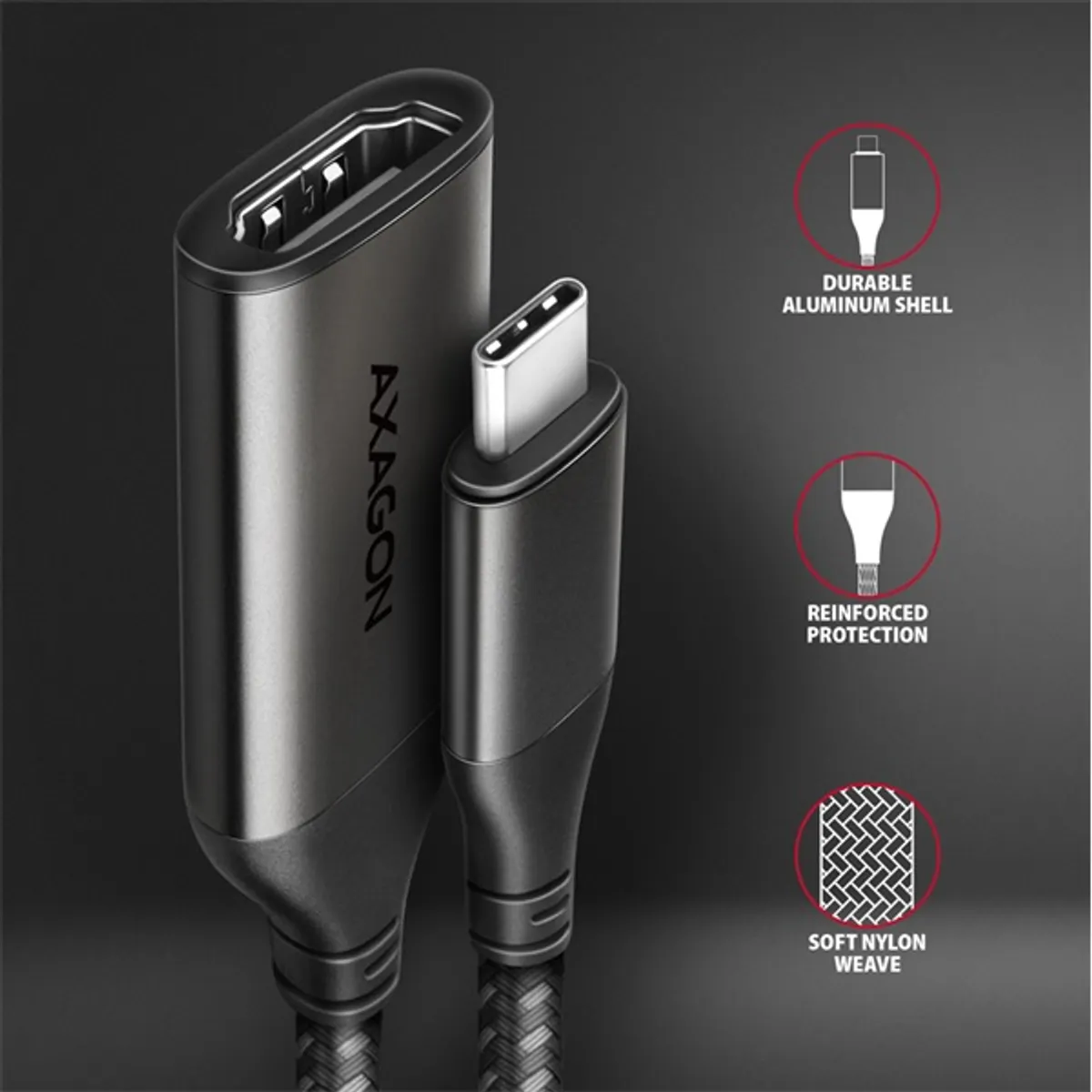 AXAGON RVC-HI2M USB-C to HDMI adapter fekete 25 cm HDMI 2.0a #3
