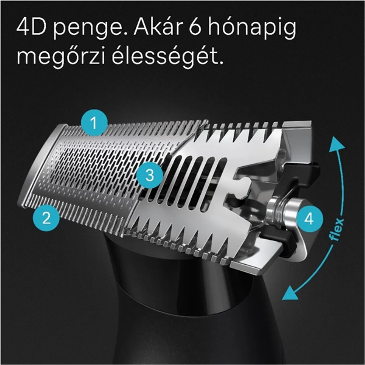 Braun 10AS490161 XT3100 hibrid borotva 4D-Flex penge SkinGuard vízálló 45 perc 1-5 mm fésűk #2