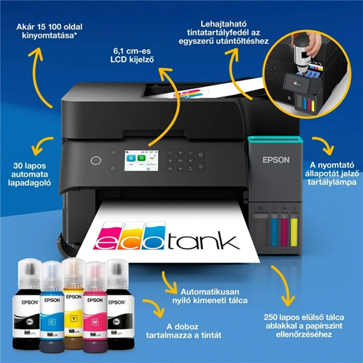 Epson C11CL43403 EcoTank L6370 színes tintasugaras multifunkciós nyomtató automatikus kétoldalas nyomtatás ADF WiFi USB Ethernet #3