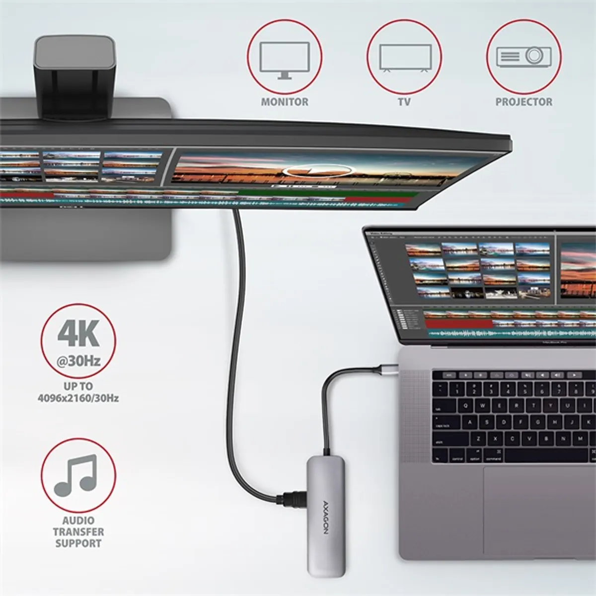 AXAGON HMC-5 5in1 USB-C dokkoló SD Micro SD HDMI 2x USB-A USB-C 20 cm kábel #4