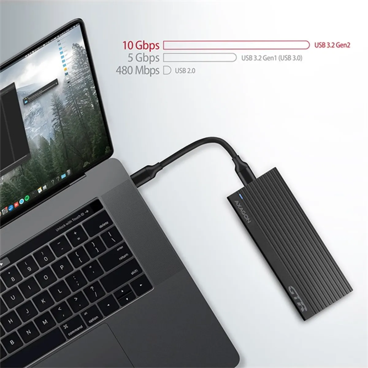 Axagon EEM2-GTR M.2 NVMe külső ház USB-C 3.2 Gen2 fekete #6