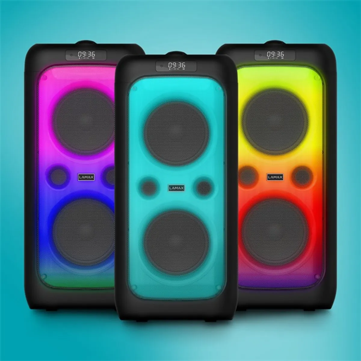 LAMAX LXPSMPK1PSNBA PartyKing1 Plus 100W bluetooth hangszóró 2x hangszóró modulok led party fény vezeték nélküli mikrofon aux bemenet #9