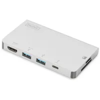 DIGITUS DA-70867 USB-C 6 portos utazó dokkoló HDMI 1x USB-C 2x USB-A Micro SD SD