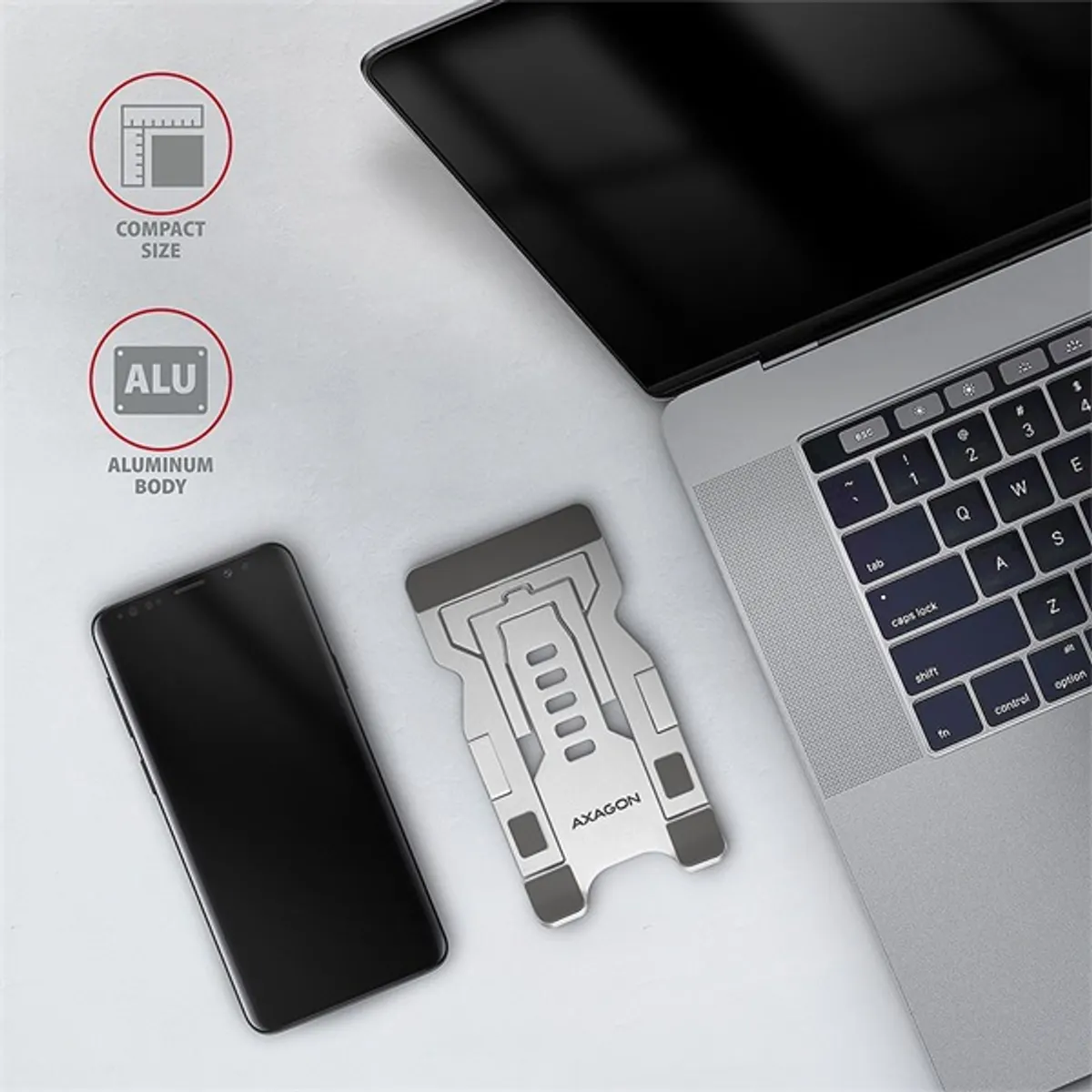 Axagon STND-M asztali állvány alumínium 4\"-10,5\" telefon és tablet #5