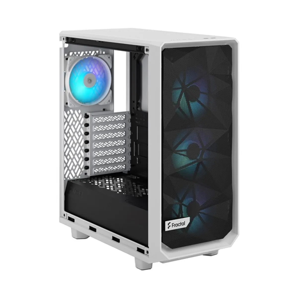 Fractal Design FD-C-MES2C-08 Meshify 2 Compact RGB Fehér 3 beépített ventilátor, 7 hely, 2x 3,5" belső hely, 4x 2,5" belső hely, USB 3.0, fejhallgató csatlakozó, mikrofon csatlakozó #9