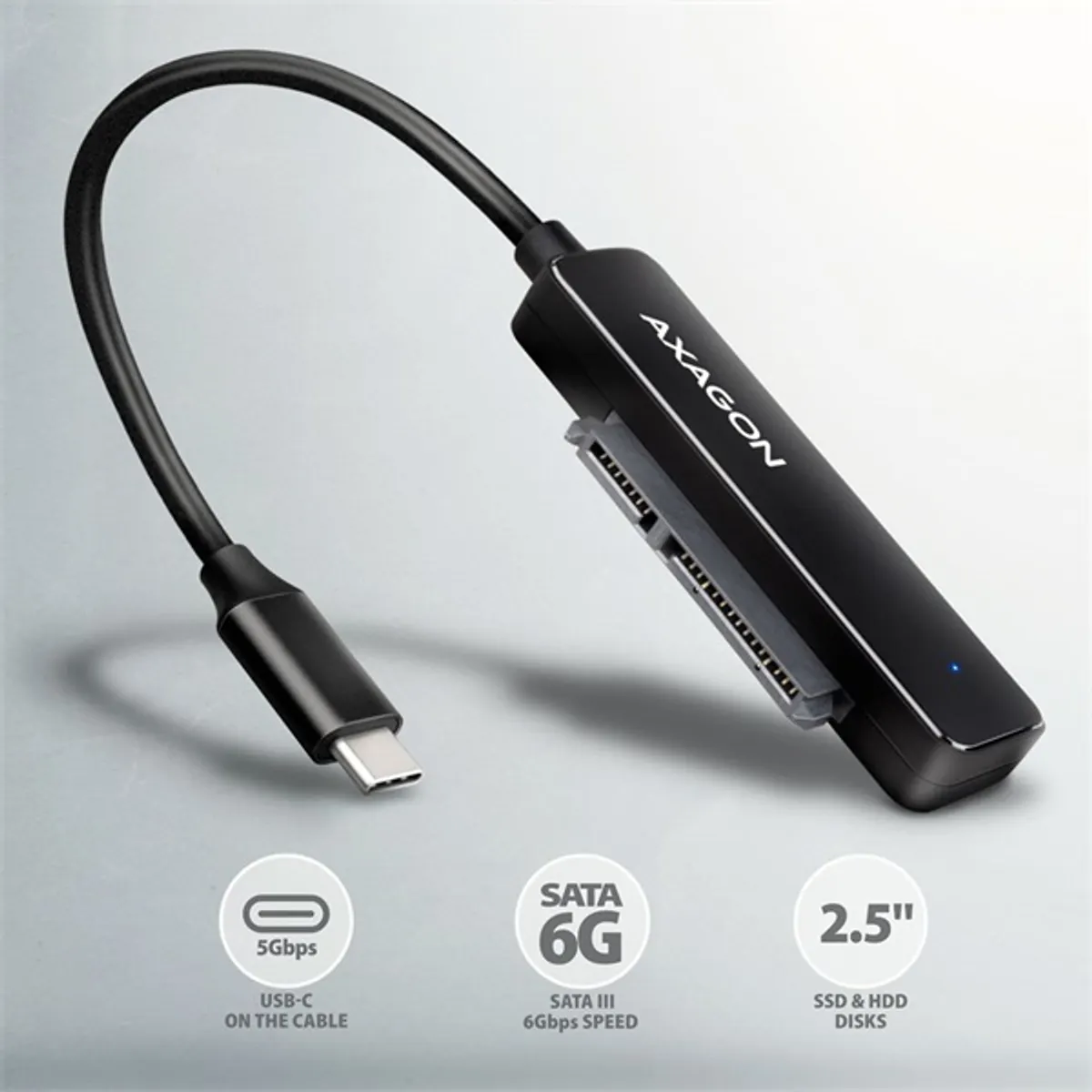 AXAGON ADSA-FP2C vékony USB-C SATA adapter 2,5" SSD HDD fekete 20 cm #2