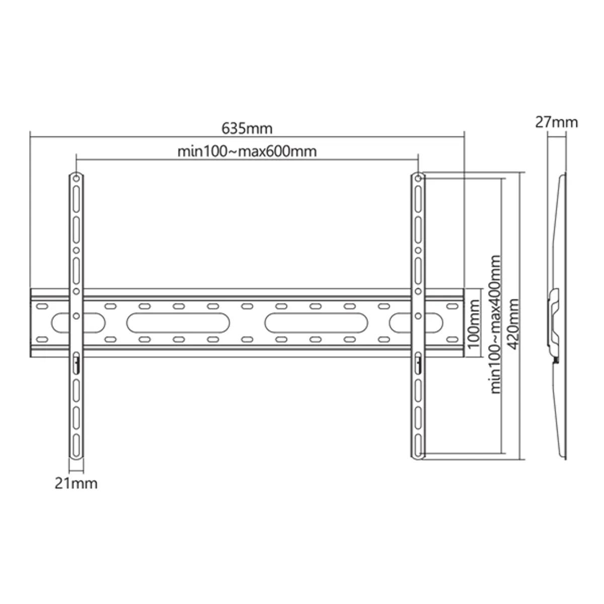 SBOX PLB-2546F-2 fix fali konzol acél fekete 37"-80" 200x200-600x400 45 kg #5