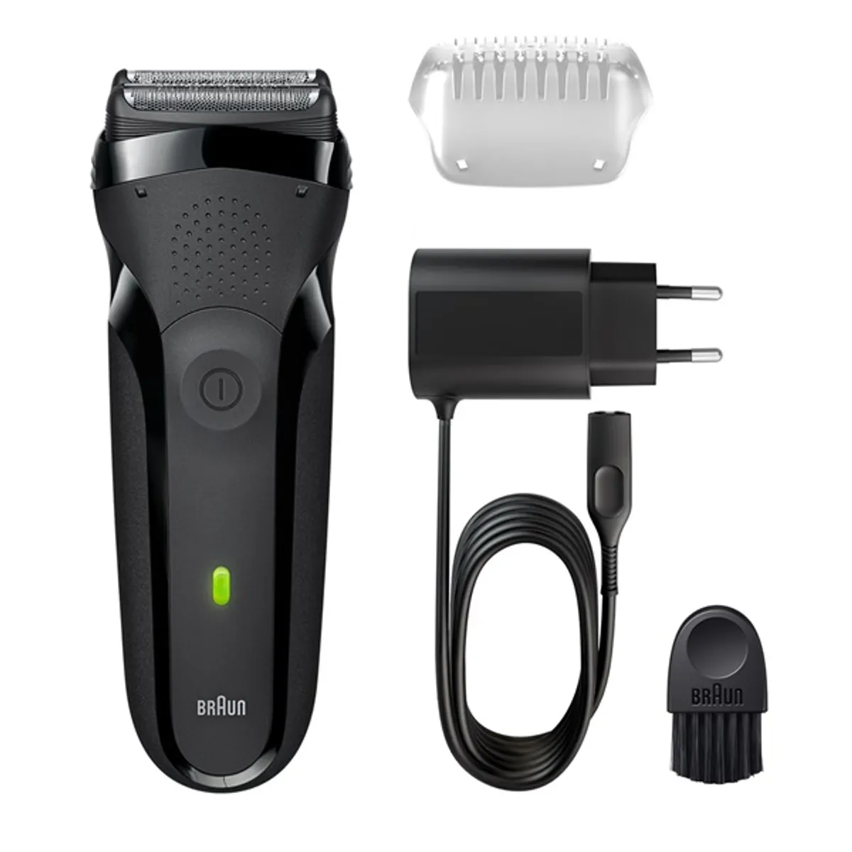 Braun 10AS490013 Series 3 300s fekete beépített akkumulátor vezeték nélküli 20 perc gyorstöltés 1 perc mosható szitaborítású vágófejes borotva #1