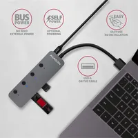 AXAGON HUE-MSA USB 3.2 Gen 1 4x USB-A hub, fém, 20 cm kábel #4