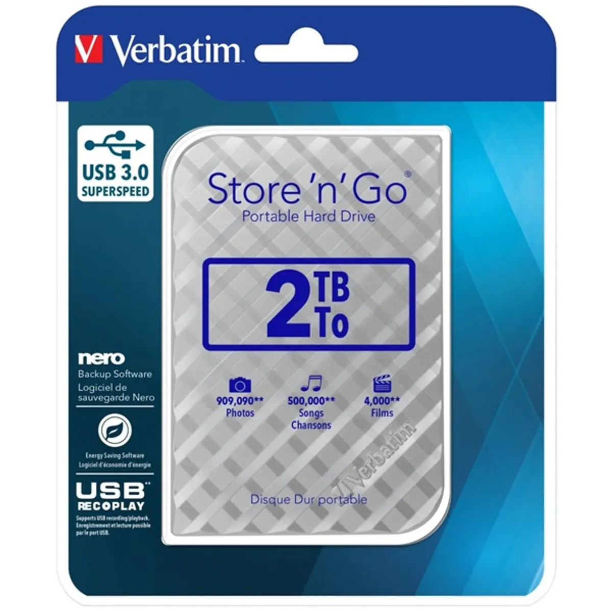 VERBATIM 53198 Store 'n' Go 2 TB ezüst mintás USB 3.0 5400 f/perc 2,5" #3