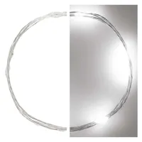 Emos D3AC06 LED nano fényfüzér 0,9 m 10 LED hideg fehér ezüst kábel beltéri 2x AA időzítő