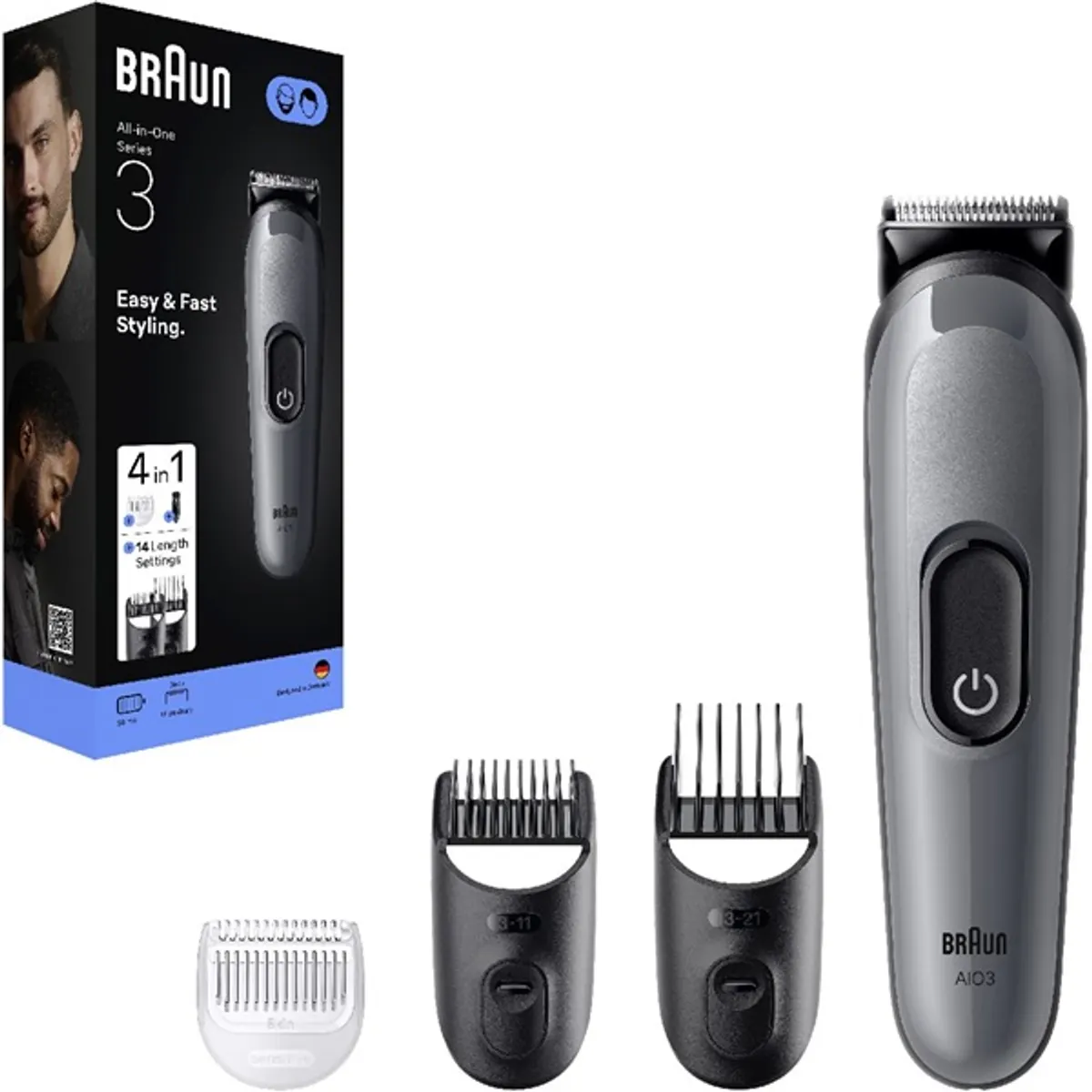 Braun 10AS490186 AIO 3500 0,5-21mm 14 hosszbeállítás 3 fésű precíziós vágó vezetékes és vezeték nélküli 50 perc #2