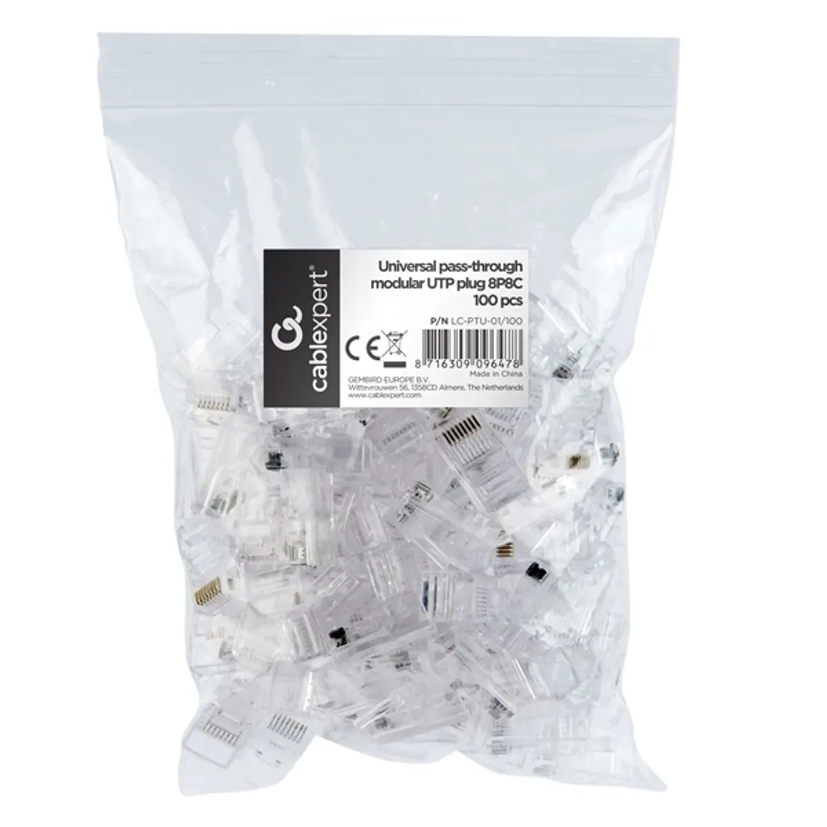 Gembird LC-PTU-01-100 RJ45 CAT5e UTP dugó 8P8C 100 db Átlátszó #3