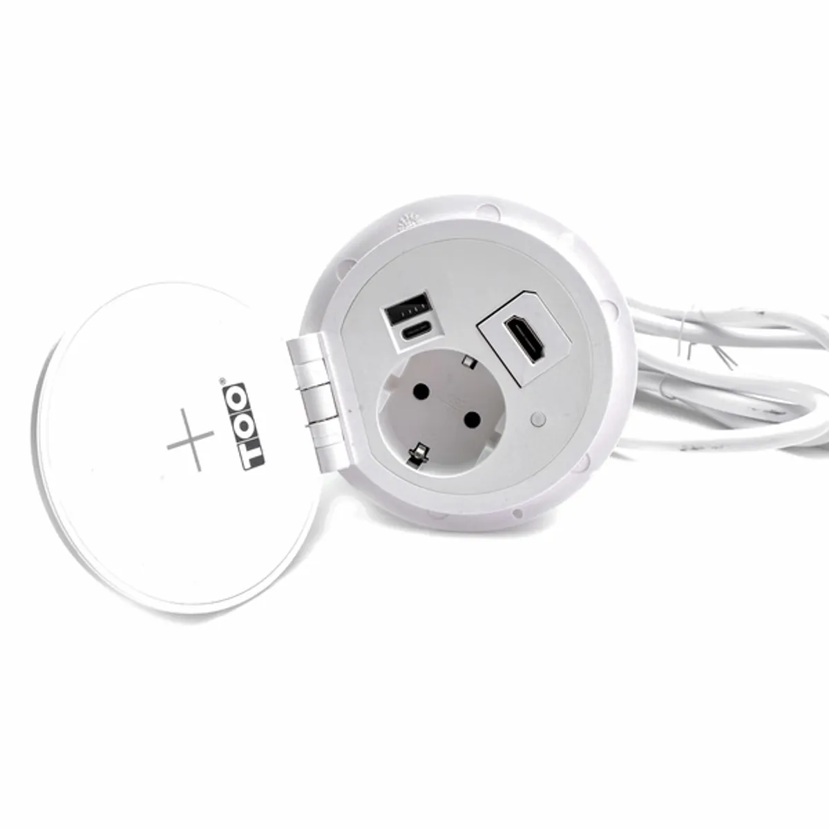 TOO GPS-102-1W süllyesztett elosztó 1x SCHUKO USB A USB-C HDMI Qi 5W töltés 1,8 m fehér #3