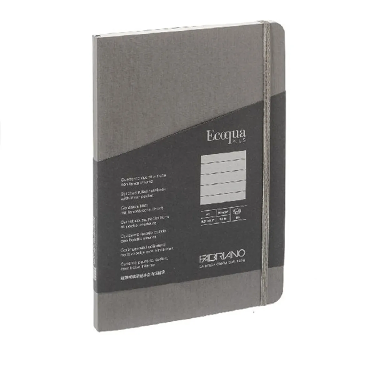 Fabriano 19621001 Ecoqua Plus antracit A5 80 lapos vonalas notesz cérnakötésű #1