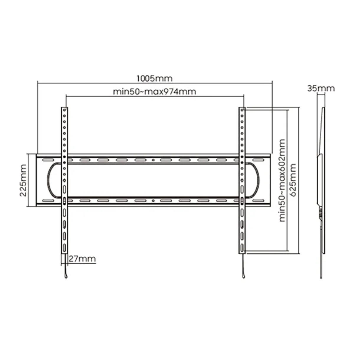 STELL 35057824 SHO 7220 fali konzol 60"-120" fekete acél 120 kg VESA 200x100-900x600 #5