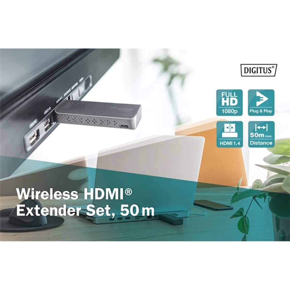 DIGITUS DS-55318 vezeték nélküli HDMI extender szett 50m adó-vevőegység #9