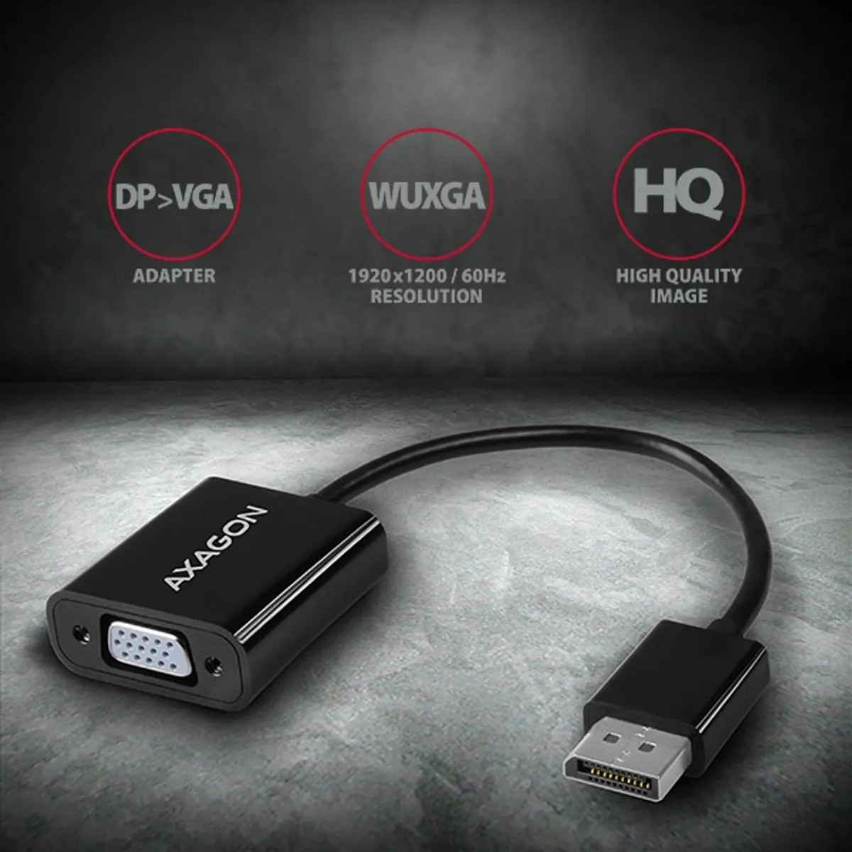 AXAGON RVD-VGN DisplayPort-VGA adapter 15 cm fekete #2